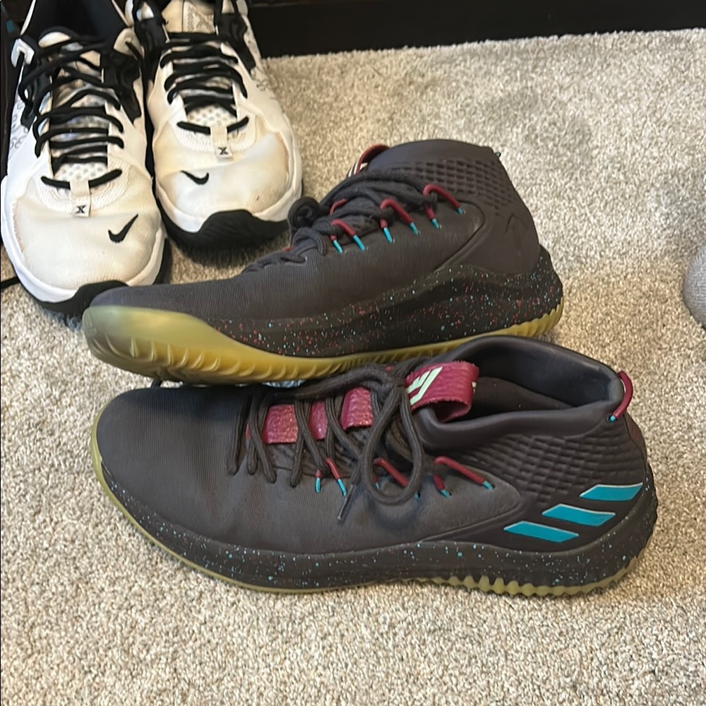 Adidas Black and Blue Athletic Shoes with Sleek Design